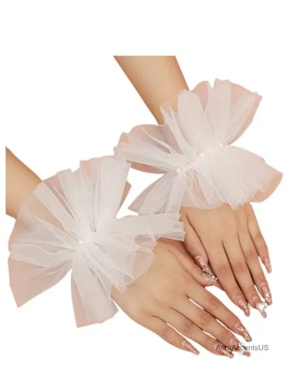 Lace Cuffs Fingerless Bridal Prom Gloves